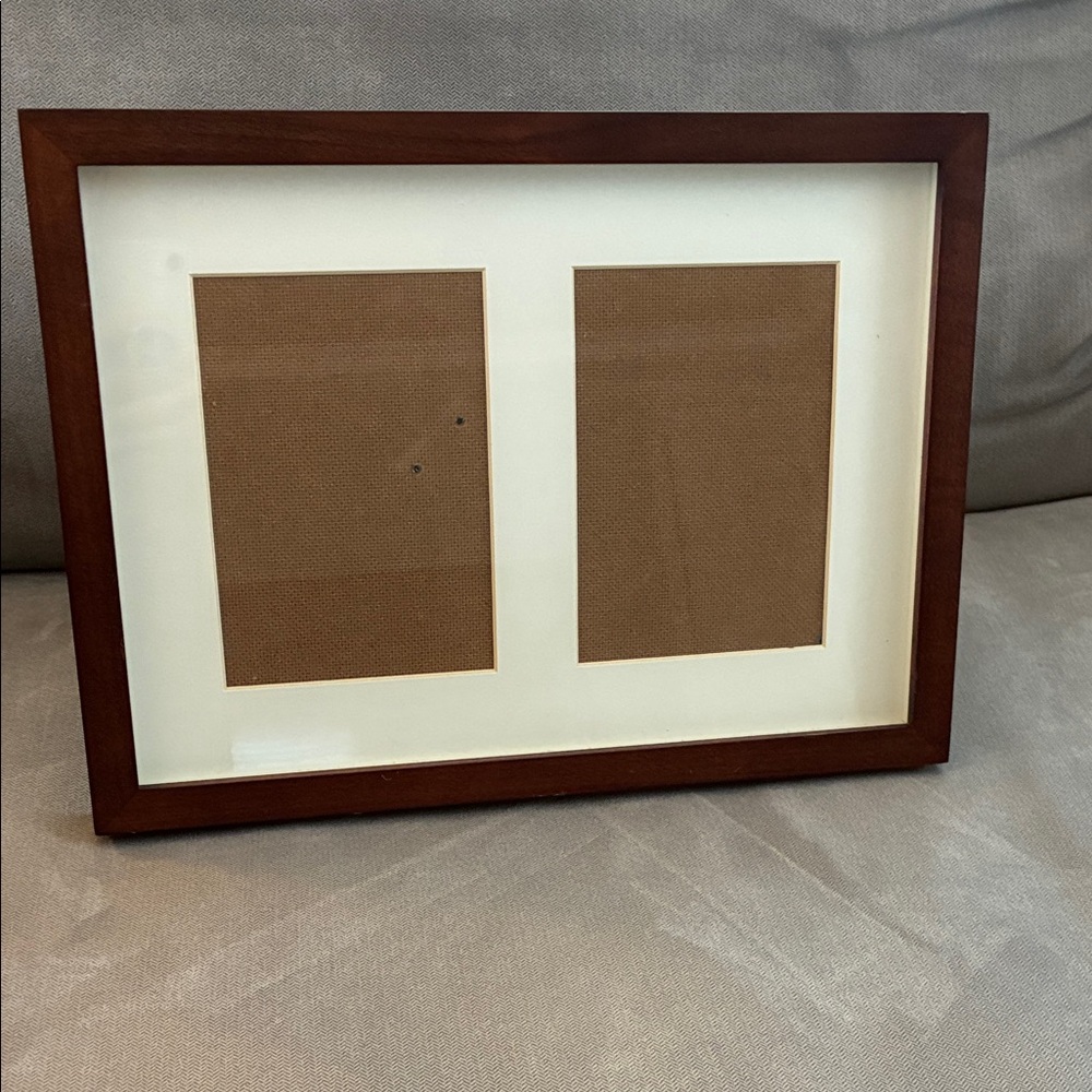 Pottery Barn Rich Mahogany Wooden Dual Photo Frame 15”x11” - Picture 2 of 8
